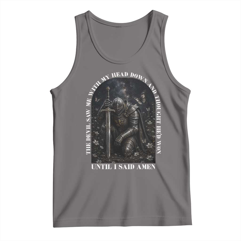 Christian Knight Templar Crusader Tank Top The Devil Saw Me With My Head Down And Thought He'd Won TS12 Deep Heather Print Your Wear