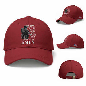 Military Christian Warrior Baseball Cap The Devil Saw Me With My Head Down And Thought He'd Won TS12 Baseball Cap Universal Fit Cherry Red Print Your Wear
