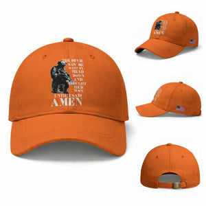 Military Christian Warrior Baseball Cap The Devil Saw Me With My Head Down And Thought He'd Won TS12 Baseball Cap Universal Fit Orange Print Your Wear