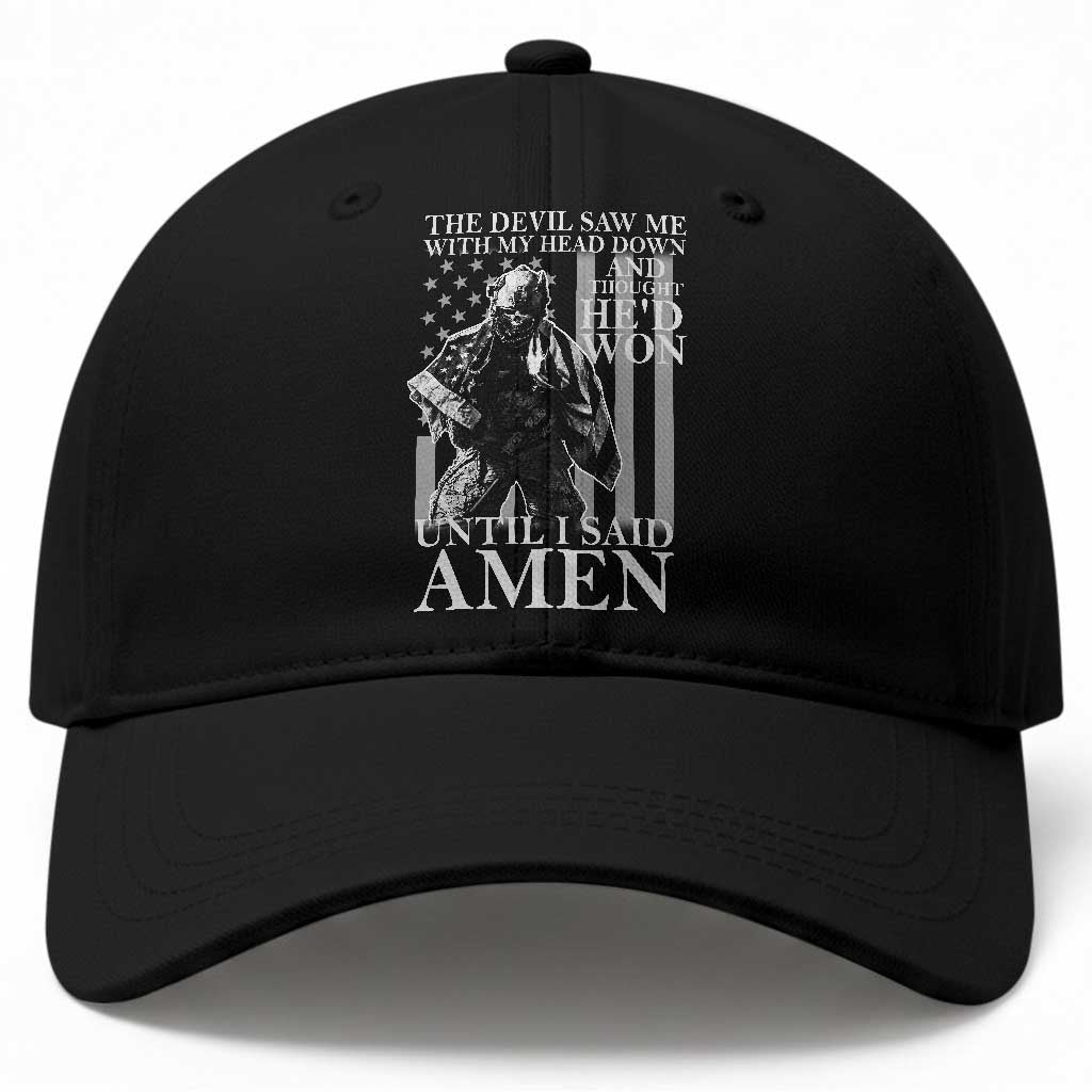 Military Soldier Skull Christian Faith Baseball Cap The Devil Saw Me With My Head Down And Thought He'd Won TS12 Print Your Wear