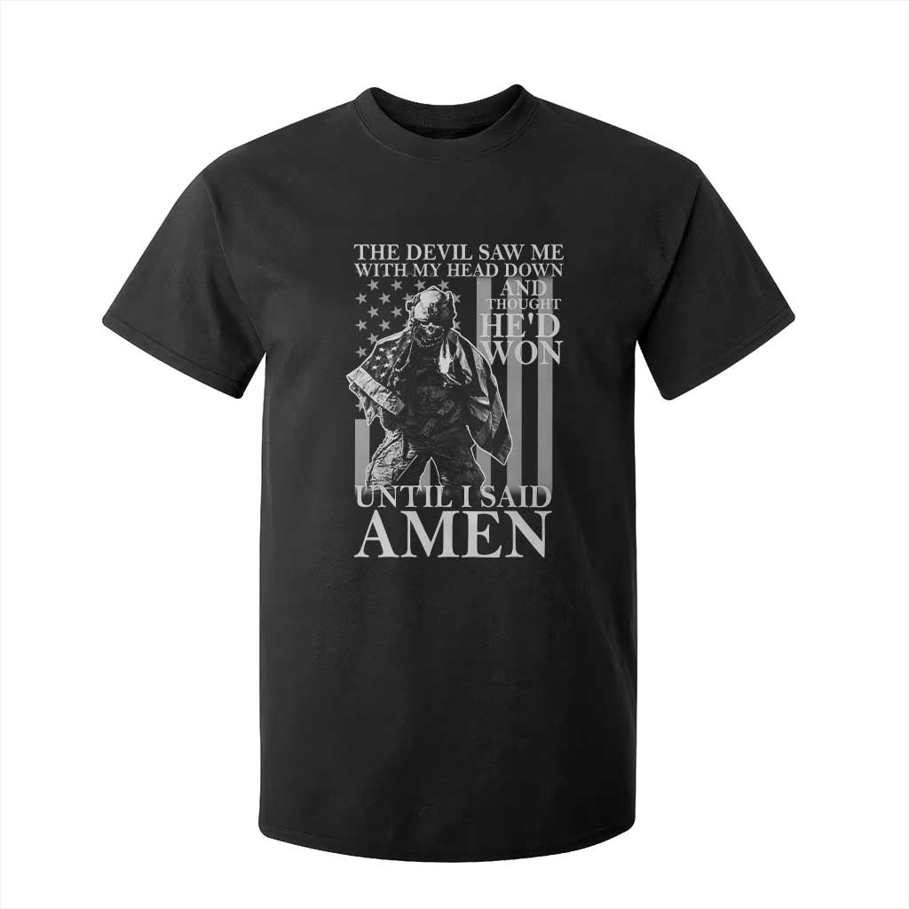 Military Soldier Skull Christian Faith T Shirt For Kid The Devil Saw Me With My Head Down And Thought He'd Won TS12 Black Print Your Wear