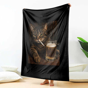 Funny Smoking Cat Throw Blanket Cigarette Kitty Beer Lover TS12 Print Your Wear
