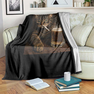 Funny Smoking Cat Throw Blanket Cigarette Kitty Beer Lover TS12 Print Your Wear