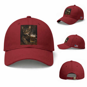 Funny Smoking Cat Baseball Cap Cigarette Kitty Beer Lover TS12 Baseball Cap Universal Fit Cherry Red Print Your Wear
