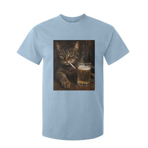 Funny Smoking Cat T Shirt For Kid Cigarette Kitty Beer Lover TS12 Light Blue Print Your Wear
