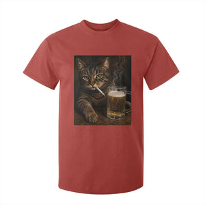 Funny Smoking Cat T Shirt For Kid Cigarette Kitty Beer Lover TS12 Red Print Your Wear