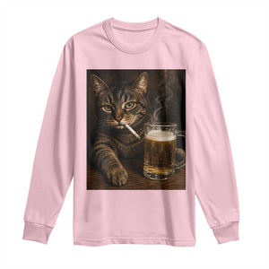Funny Smoking Cat Long Sleeve Shirt Cigarette Kitty Beer Lover TS12 Light Pink Print Your Wear