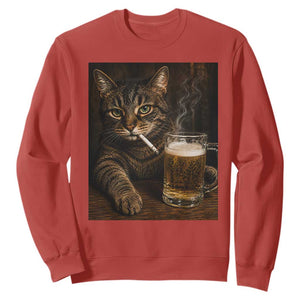 Funny Smoking Cat Sweatshirt Cigarette Kitty Beer Lover TS12 Red Print Your Wear