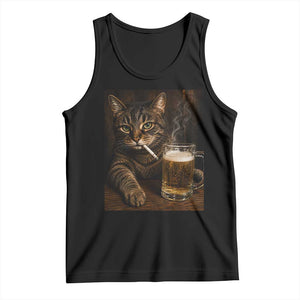 Funny Smoking Cat Tank Top Cigarette Kitty Beer Lover TS12 Black Print Your Wear