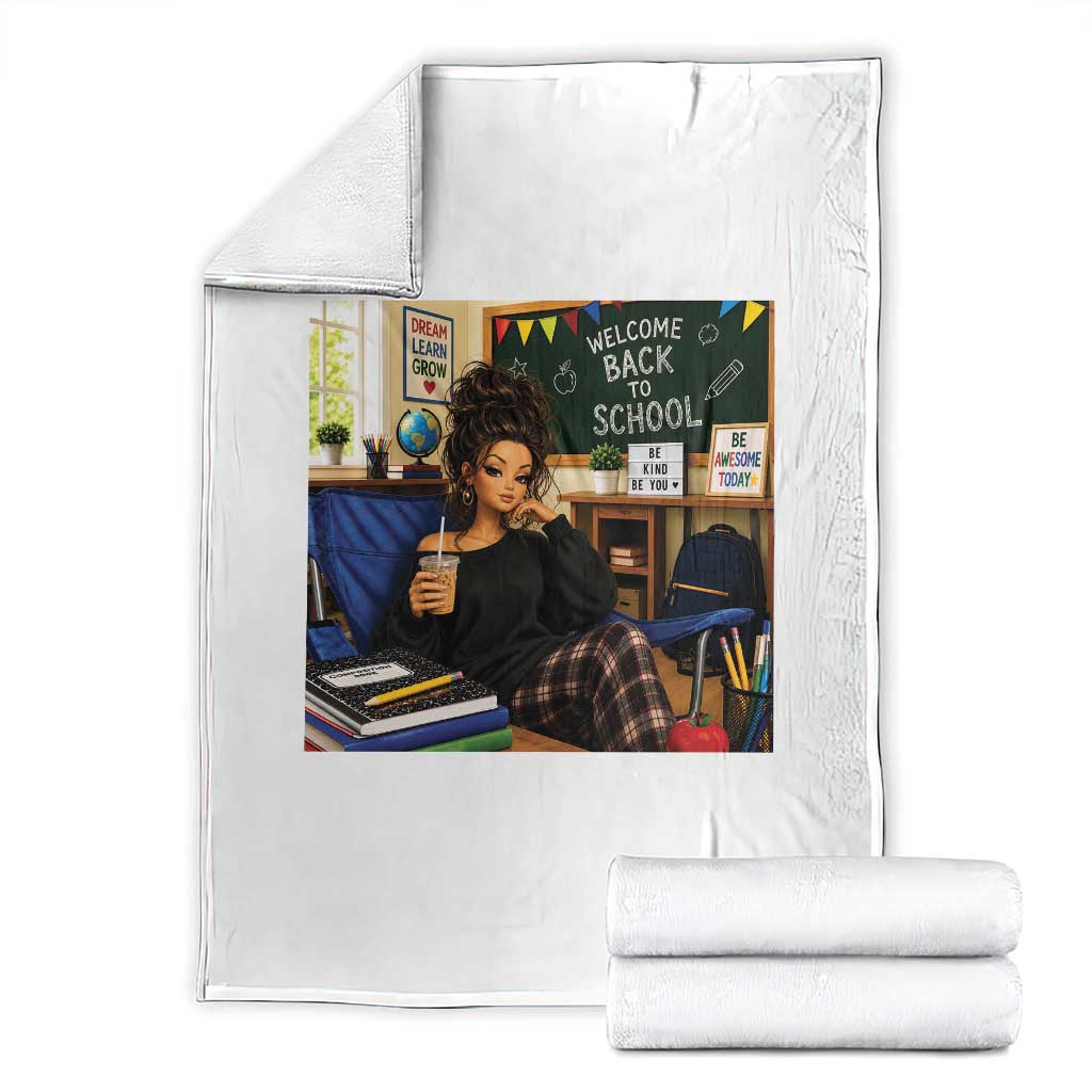 Funny Back To School Doll Face Meme Throw Blanket Coffee Teacher Gift TS12 White Print Your Wear