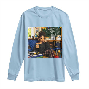 Funny Back To School Doll Face Meme Long Sleeve Shirt Coffee Teacher Gift TS12 Light Blue Print Your Wear