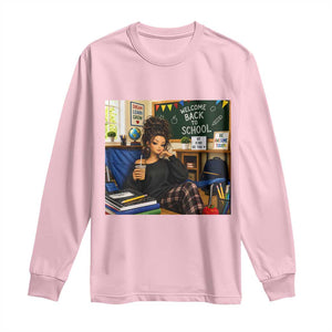 Funny Back To School Doll Face Meme Long Sleeve Shirt Coffee Teacher Gift TS12 Light Pink Print Your Wear