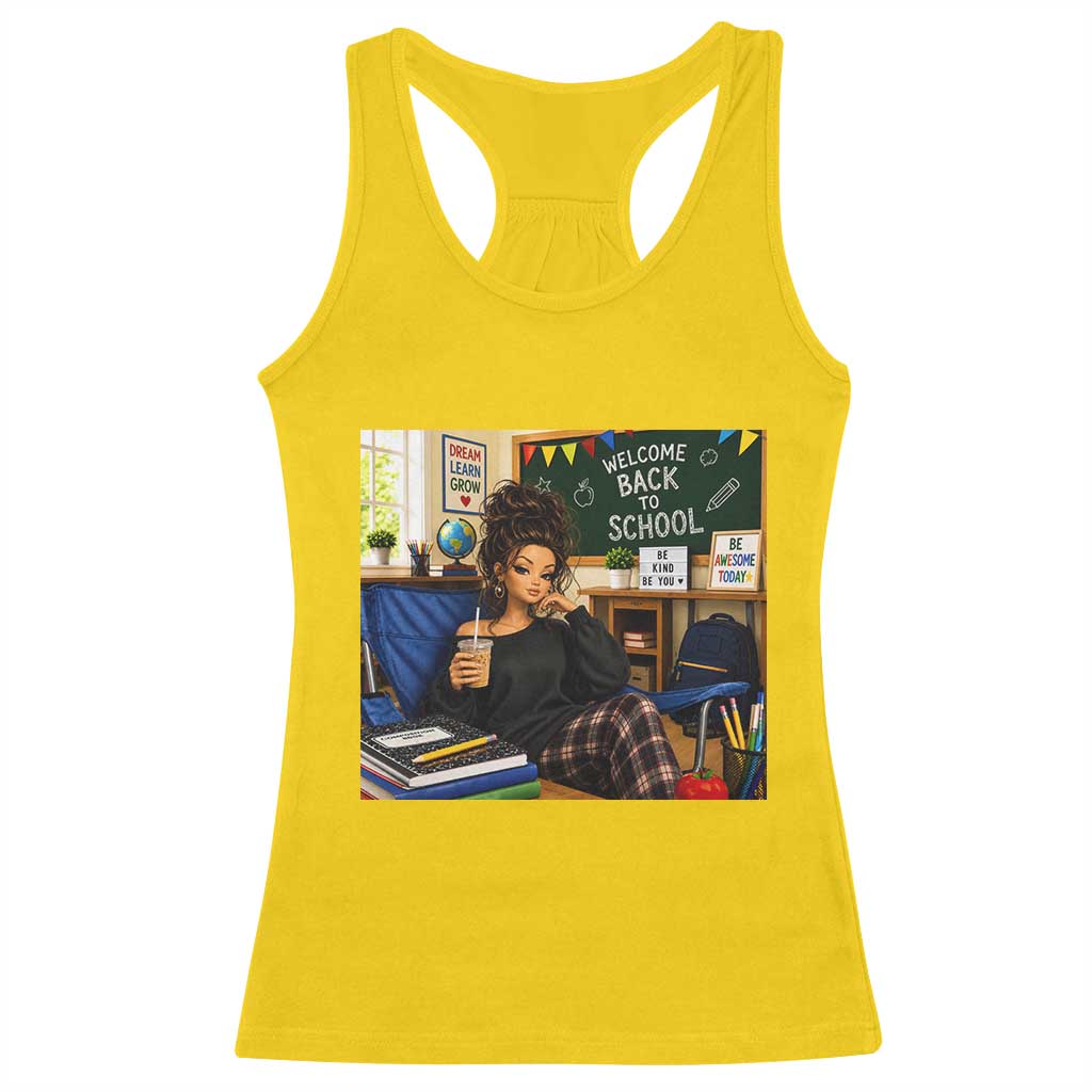 Funny Back To School Doll Face Meme Racerback Tank Top Coffee Teacher Gift TS12 Daisy Print Your Wear