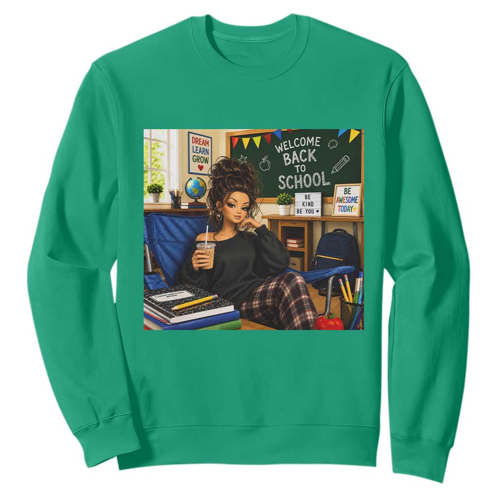 Funny Back To School Doll Face Meme Sweatshirt Coffee Teacher Gift TS12 Irish Green Print Your Wear