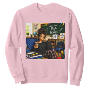 Funny Back To School Doll Face Meme Sweatshirt Coffee Teacher Gift TS12 Light Pink Print Your Wear