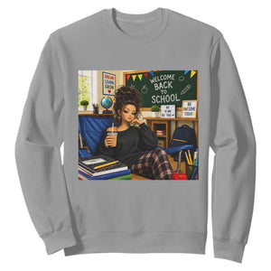 Funny Back To School Doll Face Meme Sweatshirt Coffee Teacher Gift TS12 Sport Gray Print Your Wear