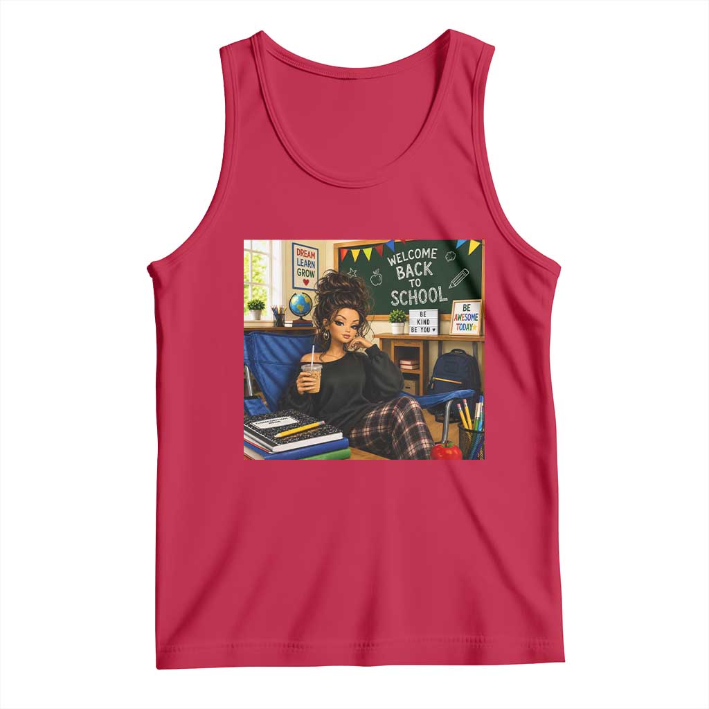 Funny Back To School Doll Face Meme Tank Top Coffee Teacher Gift TS12 Red Print Your Wear
