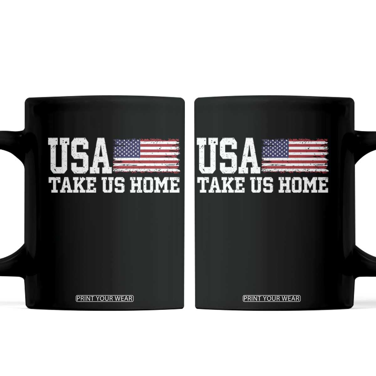 Patriotic USA Soccer Fan Coffee Mug Take Us Home Game Day TS12 Black Print Your Wear