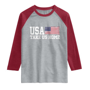Patriotic USA Soccer Fan Raglan Shirt Take Us Home Game Day TS12 Heather Gray Heather Red Print Your Wear