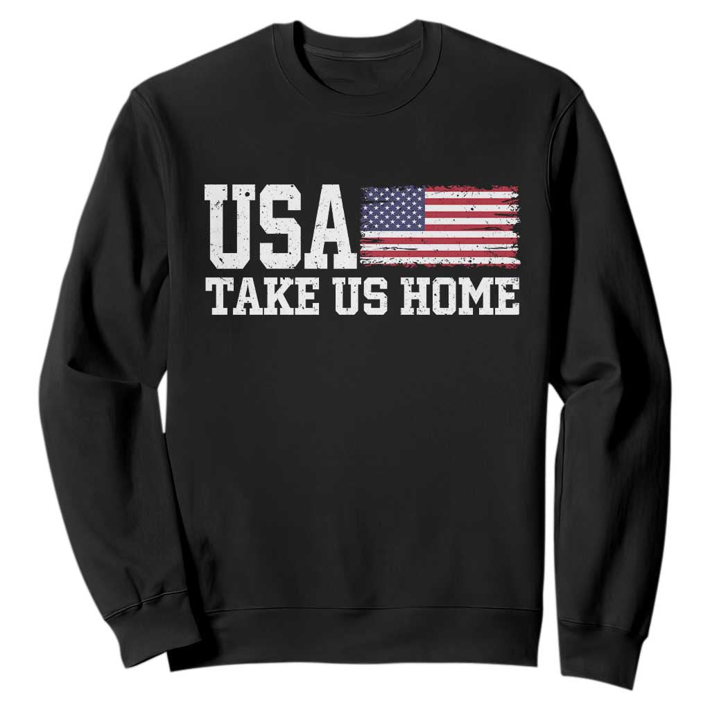 Patriotic USA Soccer Fan Sweatshirt Take Us Home Game Day TS12 Black Print Your Wear