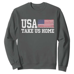 Patriotic USA Soccer Fan Sweatshirt Take Us Home Game Day TS12 Dark Heather Print Your Wear