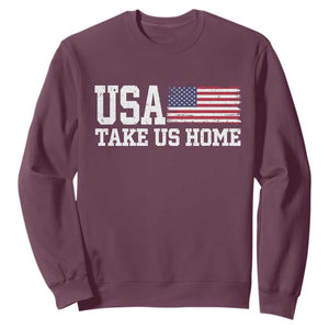 Patriotic USA Soccer Fan Sweatshirt Take Us Home Game Day TS12 Maroon Print Your Wear