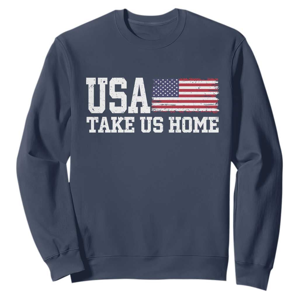 Patriotic USA Soccer Fan Sweatshirt Take Us Home Game Day TS12 Navy Print Your Wear
