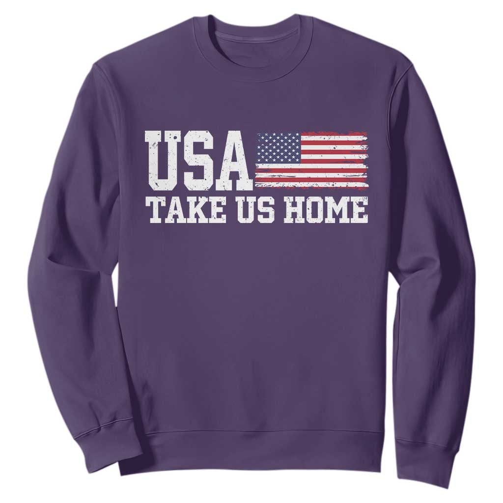 Patriotic USA Soccer Fan Sweatshirt Take Us Home Game Day TS12 Purple Print Your Wear