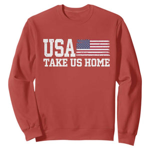 Patriotic USA Soccer Fan Sweatshirt Take Us Home Game Day TS12 Red Print Your Wear
