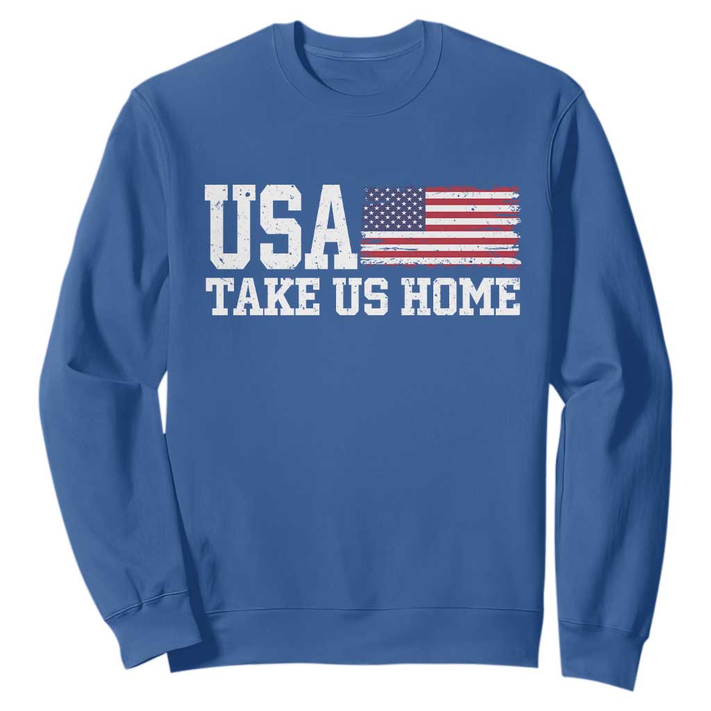 Patriotic USA Soccer Fan Sweatshirt Take Us Home Game Day TS12 Royal Blue Print Your Wear