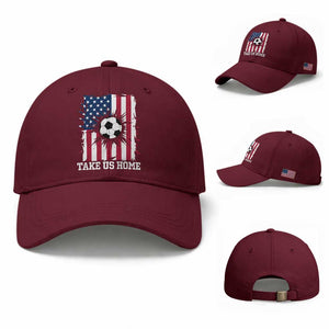 USA Soccer Game Day Baseball Cap Take Us Home TS12 Baseball Cap Universal Fit Maroon Print Your Wear