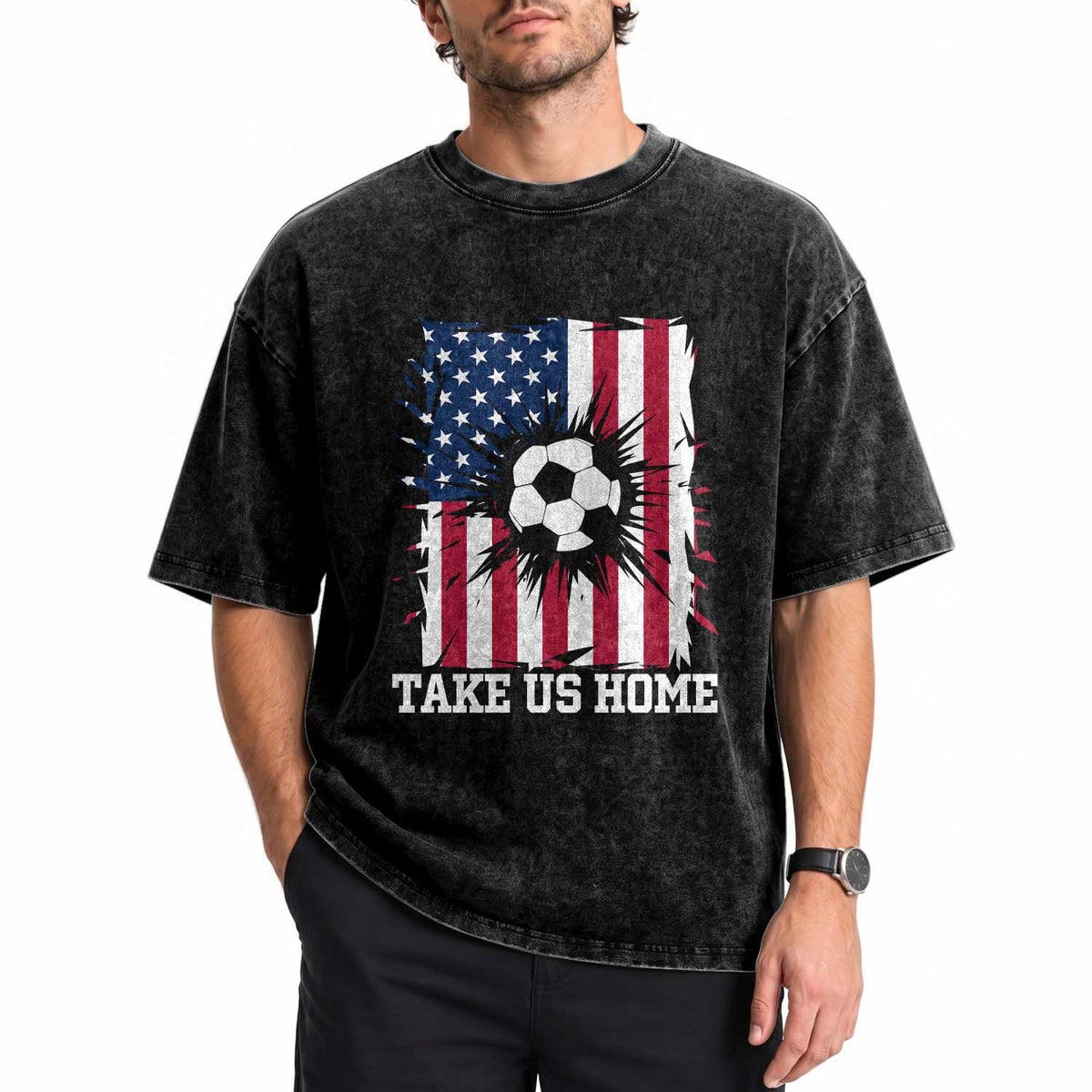 USA Soccer Game Day Washed Cotton T-Shirt Take Us Home