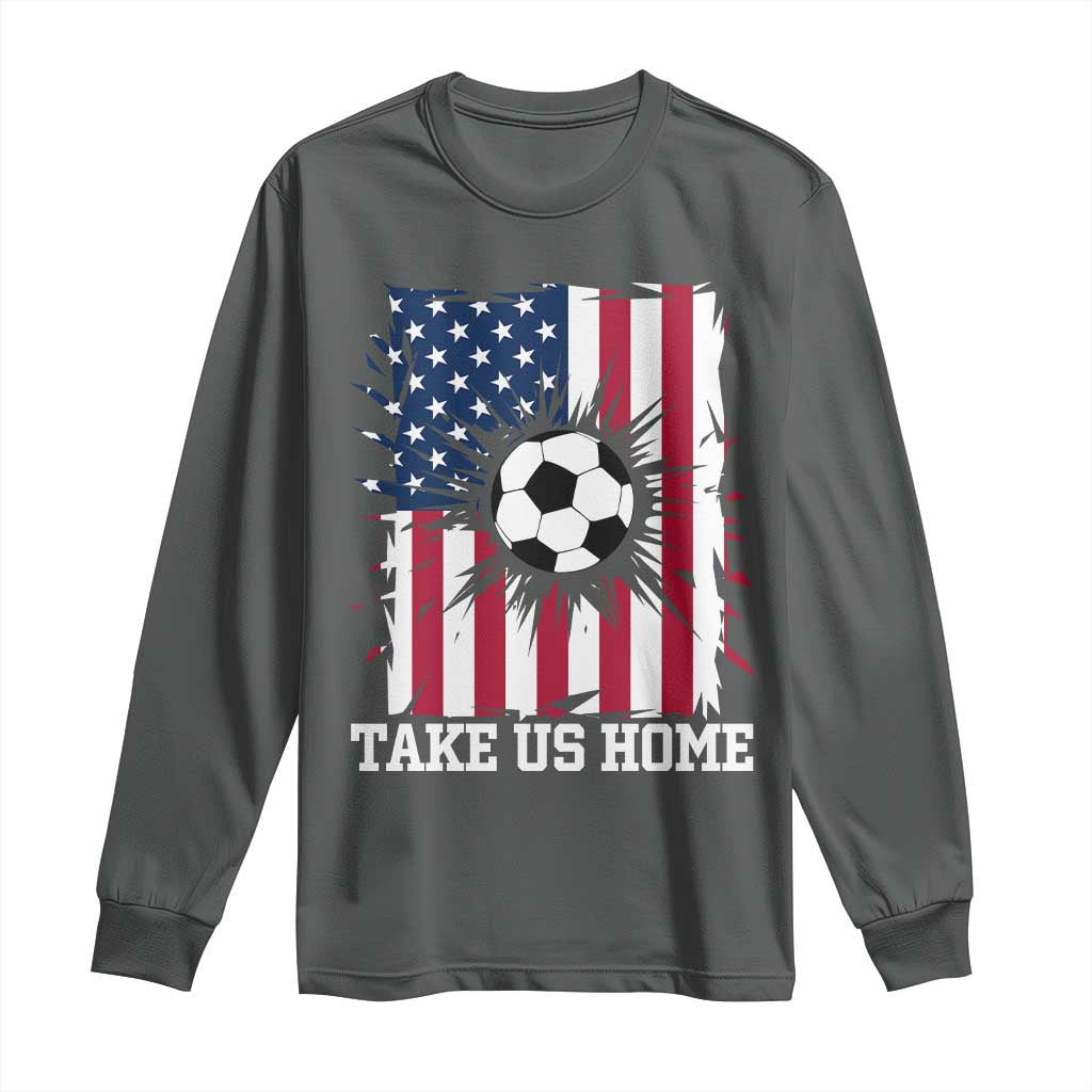 USA Soccer Game Day Long Sleeve Shirt Take Us Home TS12 Dark Heather Print Your Wear