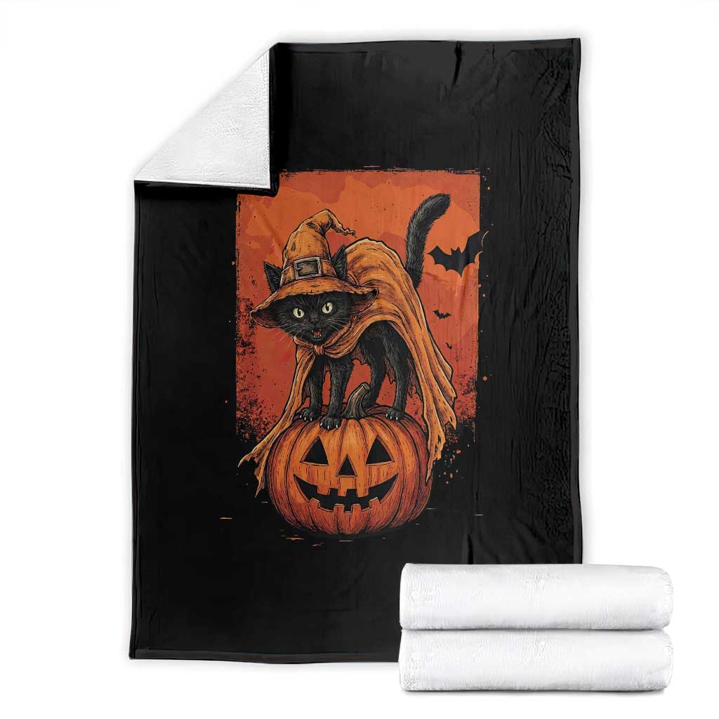 Spooky Halloween Black Cat Witch Throw Blanket Witchcraft Fantasy Gift