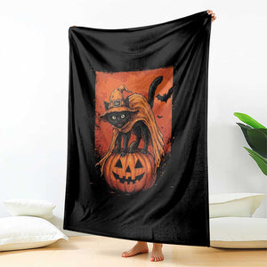 Spooky Halloween Black Cat Witch Throw Blanket Witchcraft Fantasy Gift