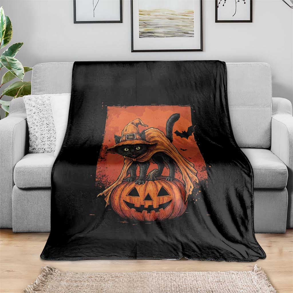 Spooky Halloween Black Cat Witch Throw Blanket Witchcraft Fantasy Gift