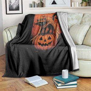Spooky Halloween Black Cat Witch Throw Blanket Witchcraft Fantasy Gift
