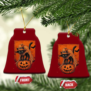 Spooky Halloween Black Cat Witch Ceramic Ornament Witchcraft Fantasy Gift