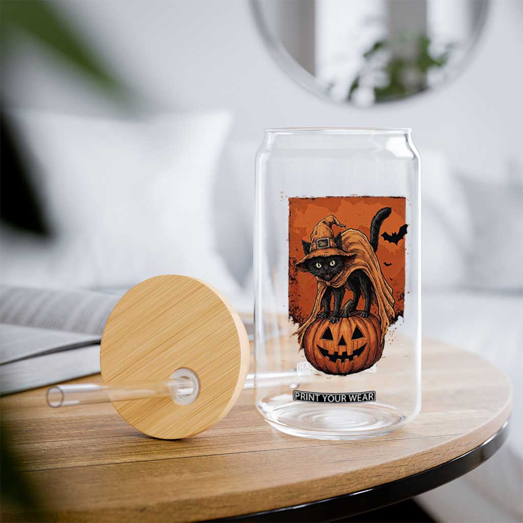 Spooky Halloween Black Cat Witch Glass Can Witchcraft Fantasy Gift