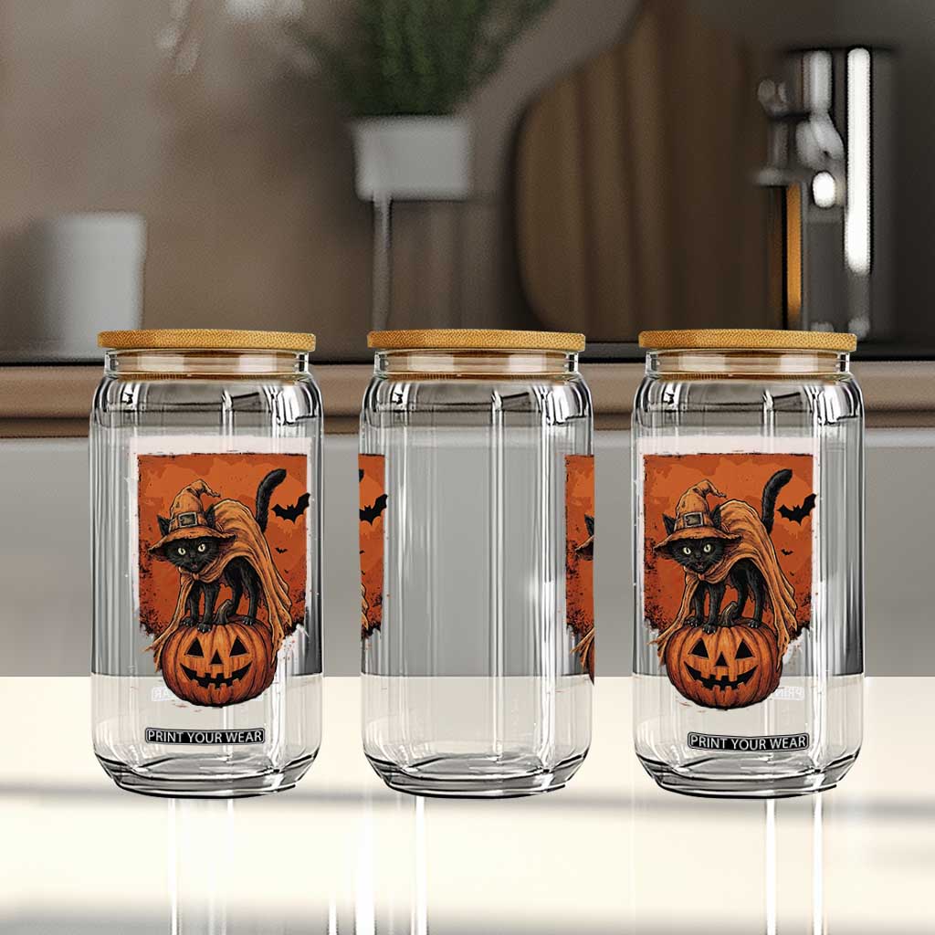 Spooky Halloween Black Cat Witch Glass Can Witchcraft Fantasy Gift
