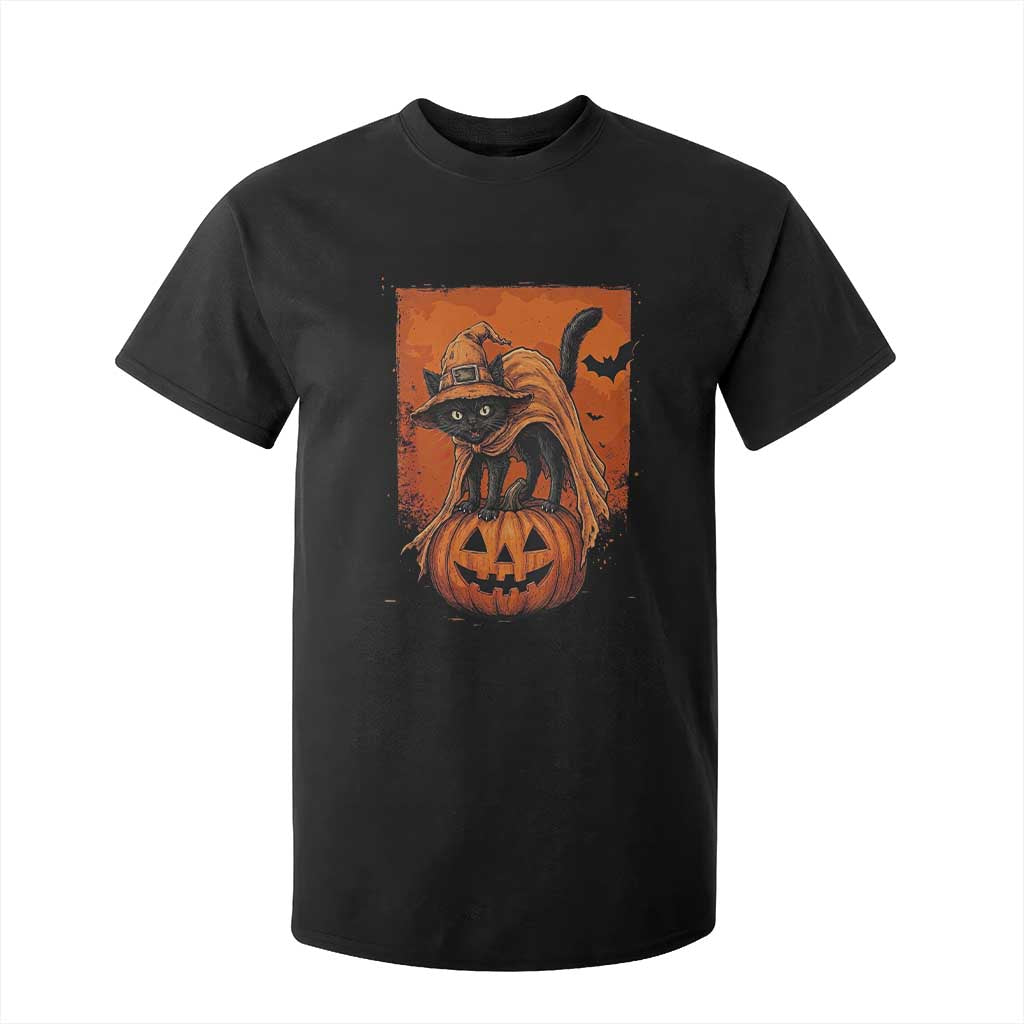 Spooky Halloween Black Cat Witch T Shirt For Kid Witchcraft Fantasy Gift