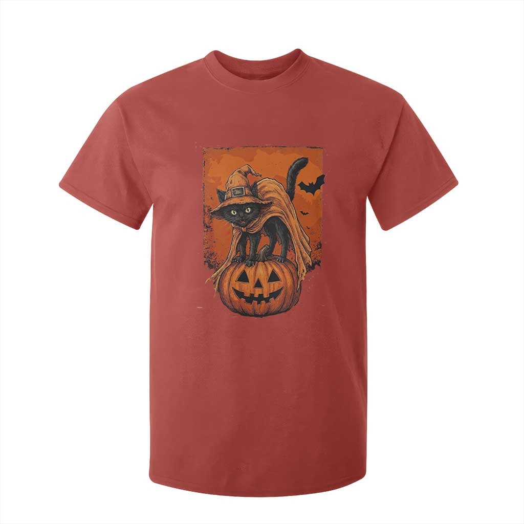 Spooky Halloween Black Cat Witch T Shirt For Kid Witchcraft Fantasy Gift