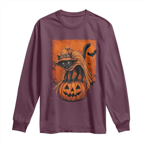 Spooky Halloween Black Cat Witch Long Sleeve Shirt Witchcraft Fantasy Gift