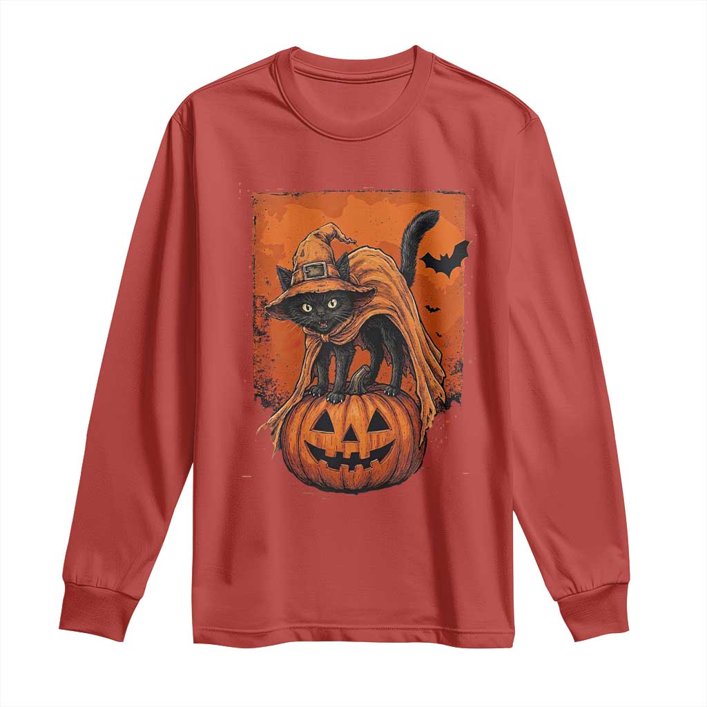 Spooky Halloween Black Cat Witch Long Sleeve Shirt Witchcraft Fantasy Gift