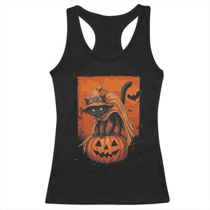 Spooky Halloween Black Cat Witch Racerback Tank Top Witchcraft Fantasy Gift