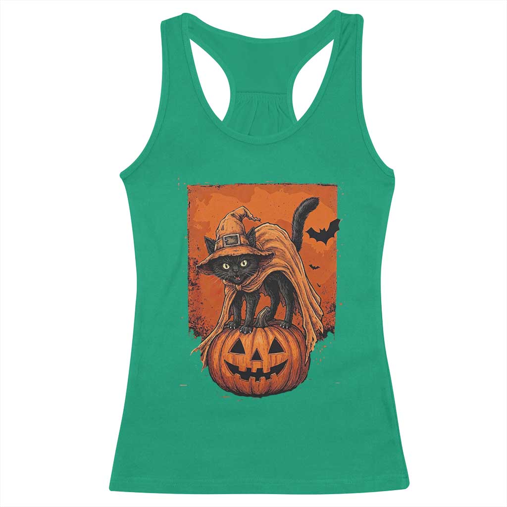 Spooky Halloween Black Cat Witch Racerback Tank Top Witchcraft Fantasy Gift