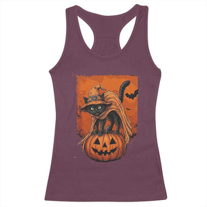 Spooky Halloween Black Cat Witch Racerback Tank Top Witchcraft Fantasy Gift