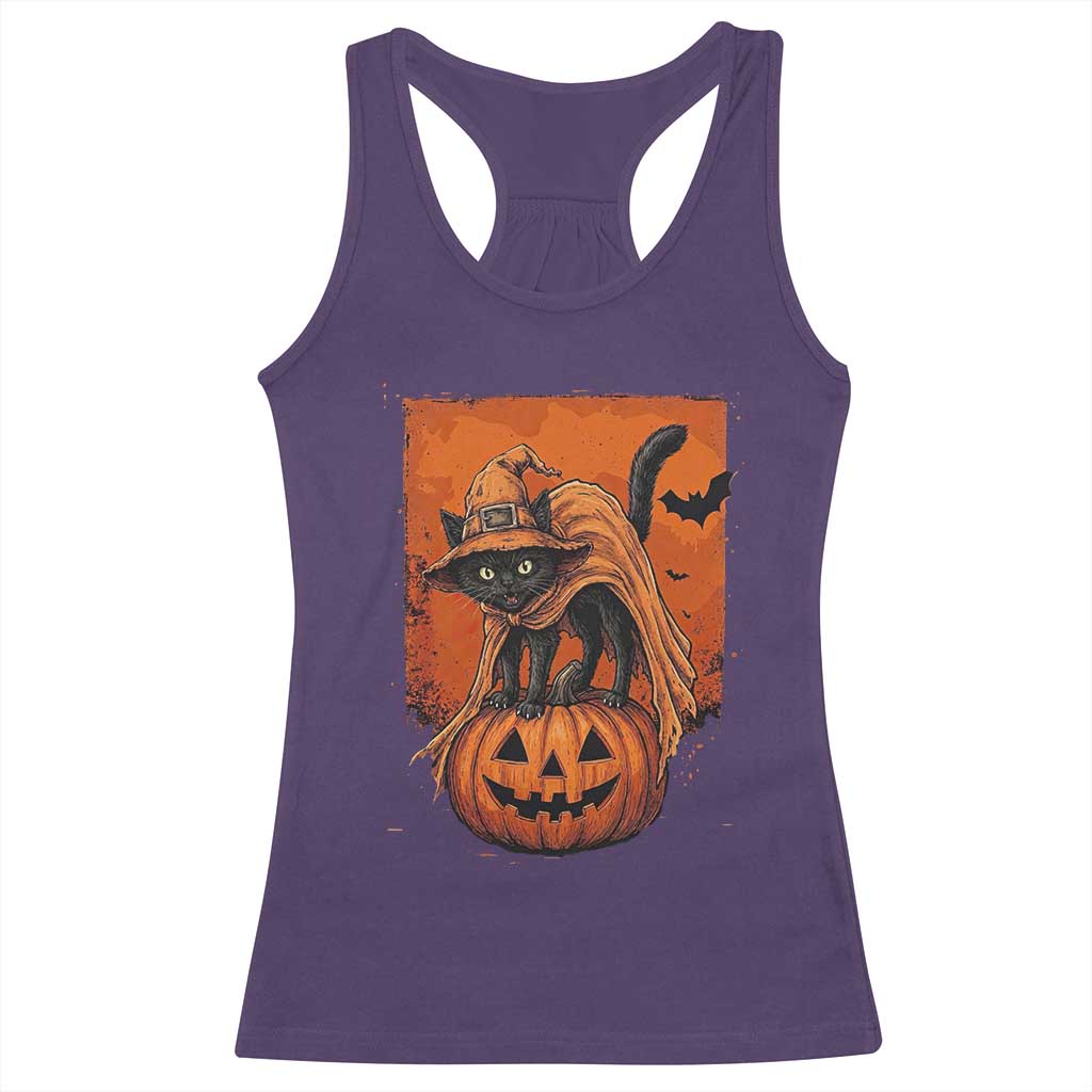 Spooky Halloween Black Cat Witch Racerback Tank Top Witchcraft Fantasy Gift