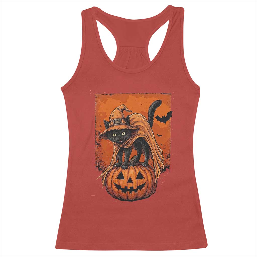 Spooky Halloween Black Cat Witch Racerback Tank Top Witchcraft Fantasy Gift