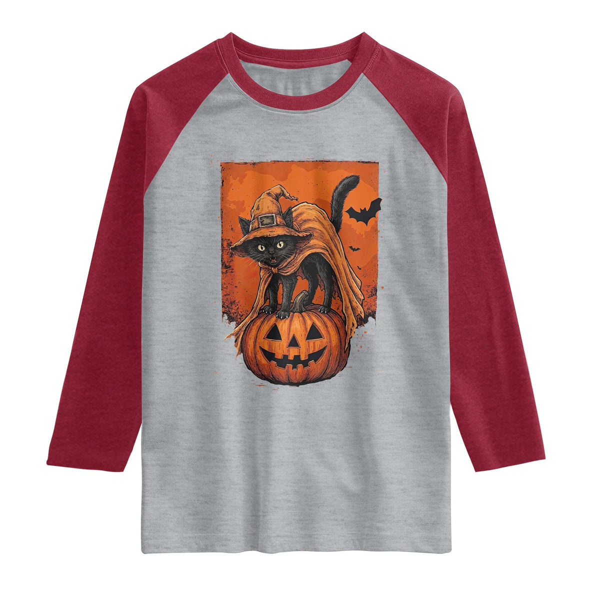 Spooky Halloween Black Cat Witch Raglan Shirt Witchcraft Fantasy Gift